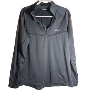 Asics Sport Half Zip Pullover Athletic Shirt Motion Dry Tech Gray Size M
